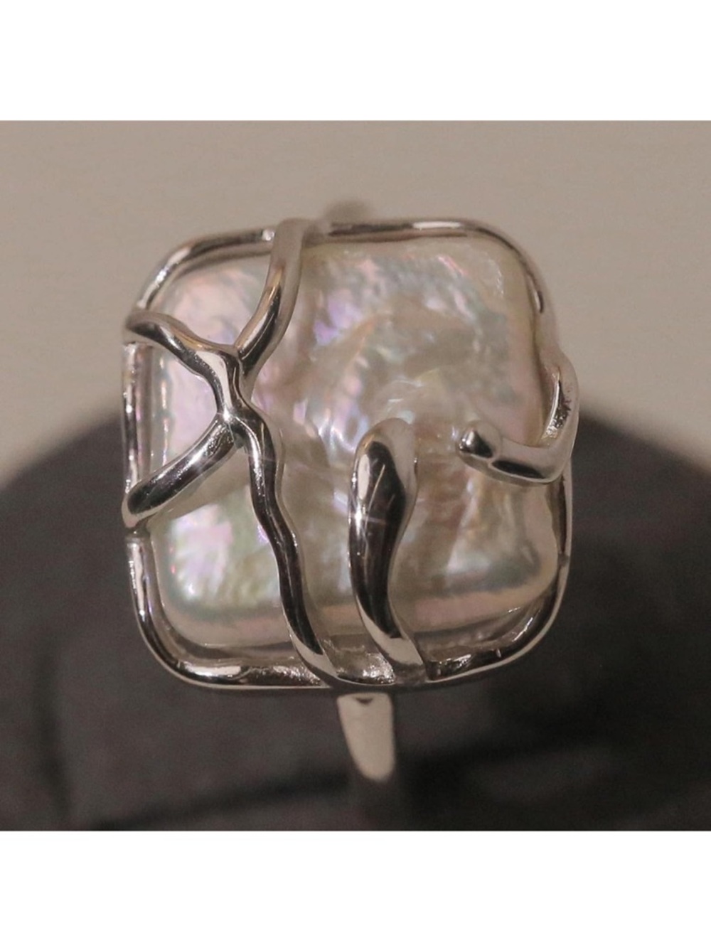 Sterling Silver Baroque Pearl Ring - White - Picture 3 of 4